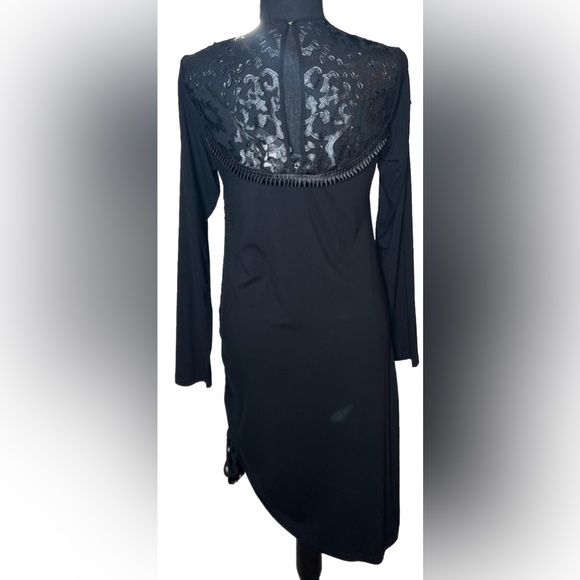 🤩 NEW ITEM! Analili Irma Ruched Tunic Dress Black Asymmetrical Midi Knee Length - Picture 2 of 13